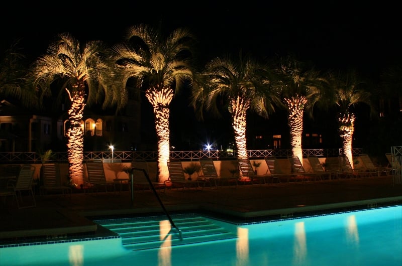 Calming pool lighting in Panama Beach, Florida